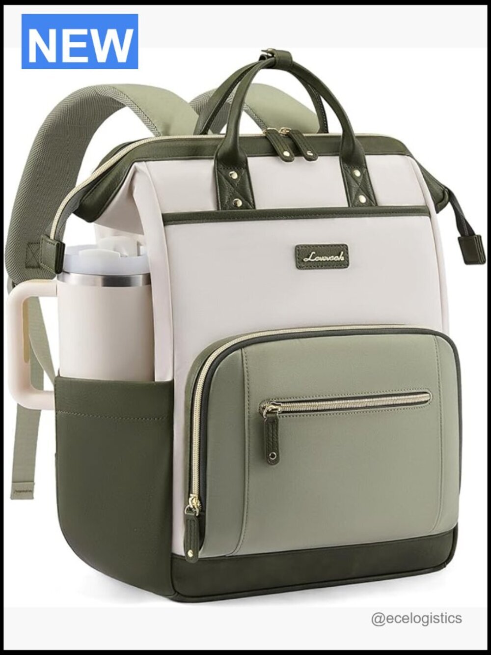 17in Laptop Backpack with Tumbler Holder Nurse Teacher Bag Work Travel